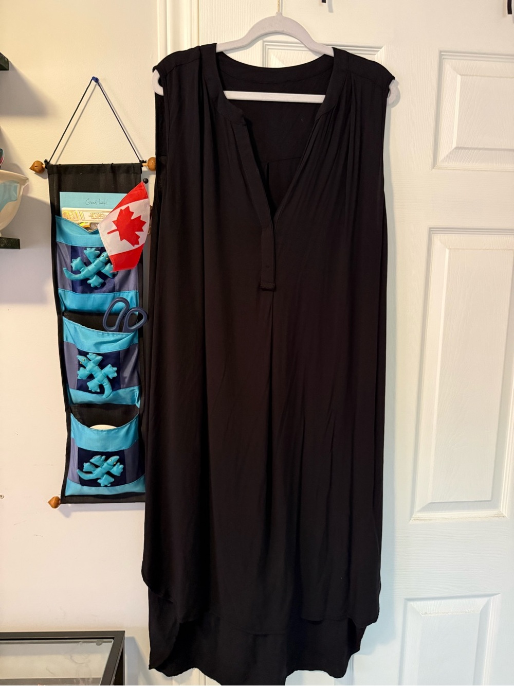Black Sleeveless V-Neck Women's Dress